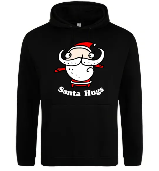 Мужская толстовка (худи) Santa hugs Черный фото
