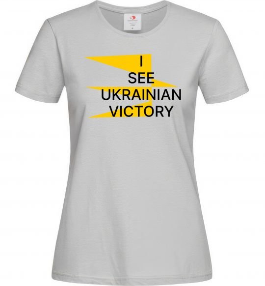 Жіноча футболка I see Ukrainian victory Сірий фото