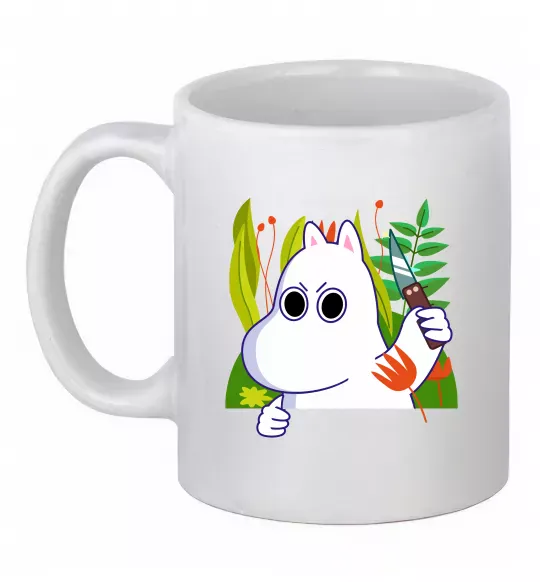 Чашка керамическая Мумі-троль з ножиком Белый фото