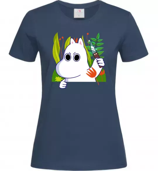 Женская футболка Мумі-троль з ножиком Темно-синий фото