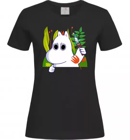 Женская футболка Мумі-троль з ножиком Черный фото