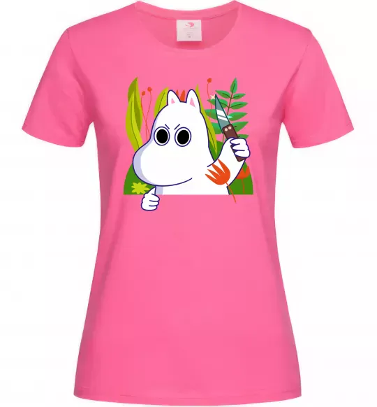 Женская футболка Мумі-троль з ножиком Ярко-розовый фото