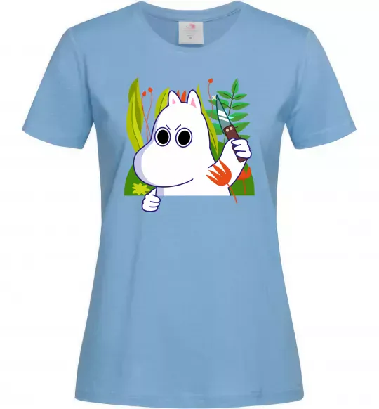 Женская футболка Мумі-троль з ножиком Голубой фото