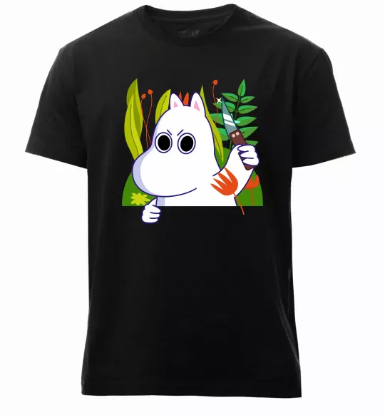 Чоловіча преміум футболка Мумі-троль з ножиком Чорний фото