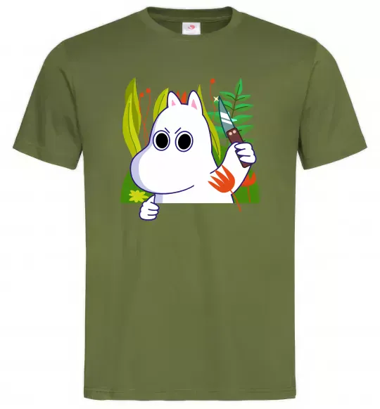 Мужская футболка Мумі-троль з ножиком Оливковый фото