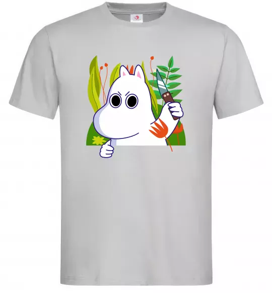 Мужская футболка Мумі-троль з ножиком Серый фото