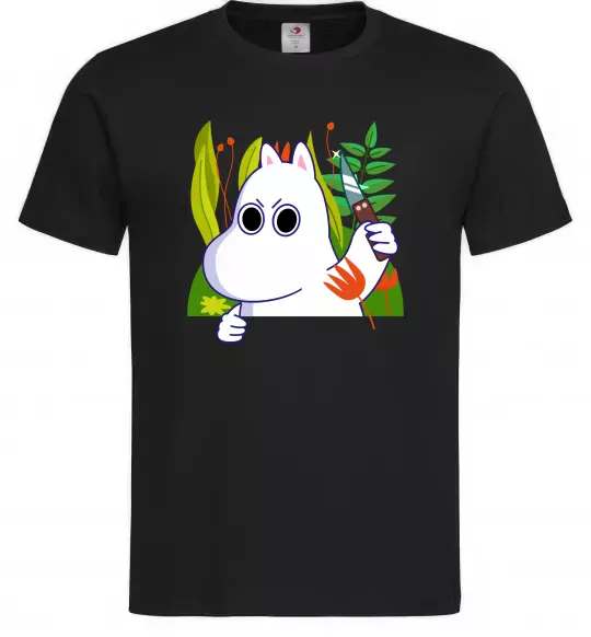 Мужская футболка Мумі-троль з ножиком Черный фото