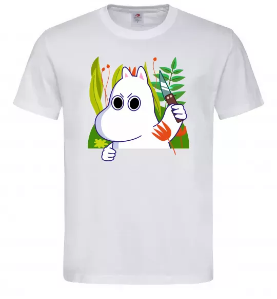 Мужская футболка Мумі-троль з ножиком Белый фото