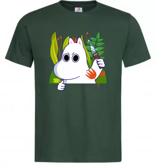 Мужская футболка Мумі-троль з ножиком Темно-зеленый фото