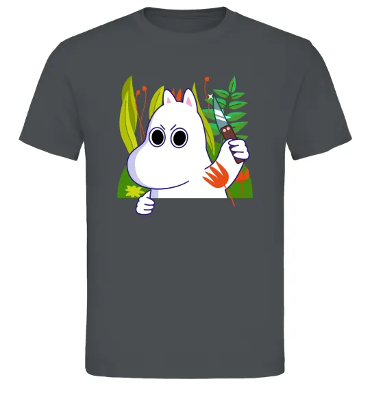 Мужская футболка Мумі-троль з ножиком Графит фото