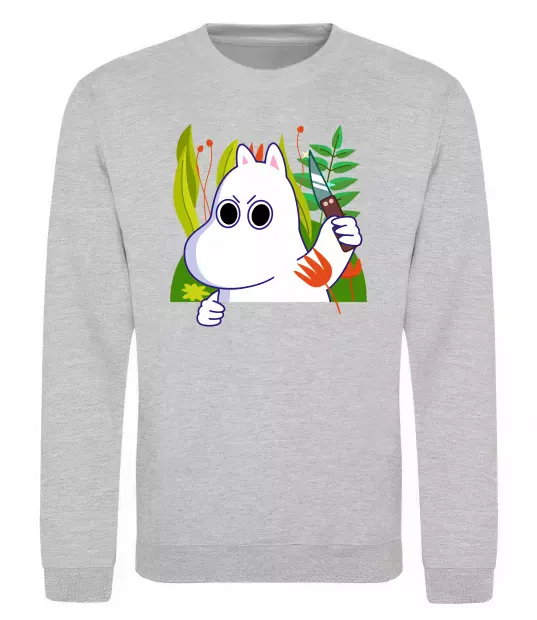 Свитшот Мумі-троль з ножиком Серый меланж фото