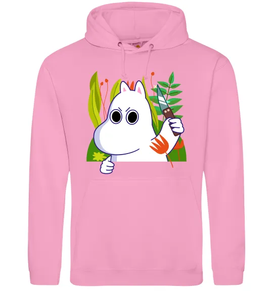 Чоловіча толстовка (худі) Мумі-троль з ножиком Рожевий фото