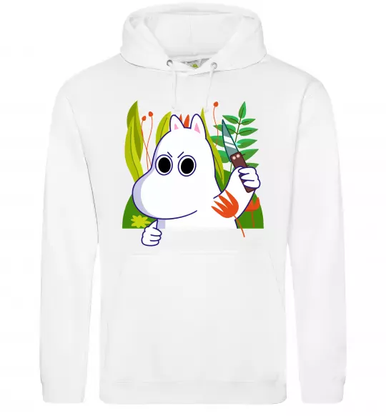 Женская толстовка (худи) Мумі-троль з ножиком Белый фото