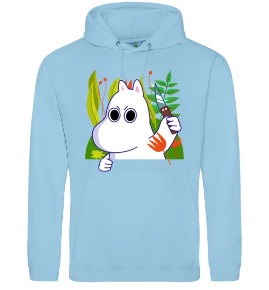 Женская толстовка (худи) Мумі-троль з ножиком Голубой фото