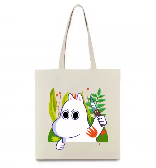 Эко-сумка Мумі-троль з ножиком Бежевый фото