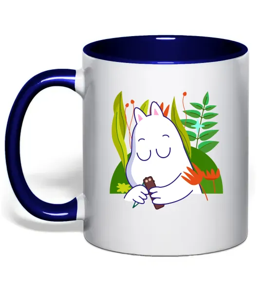 Чашка з кольоровою ручкою Мумі-троль Глибокий темно-синій фото