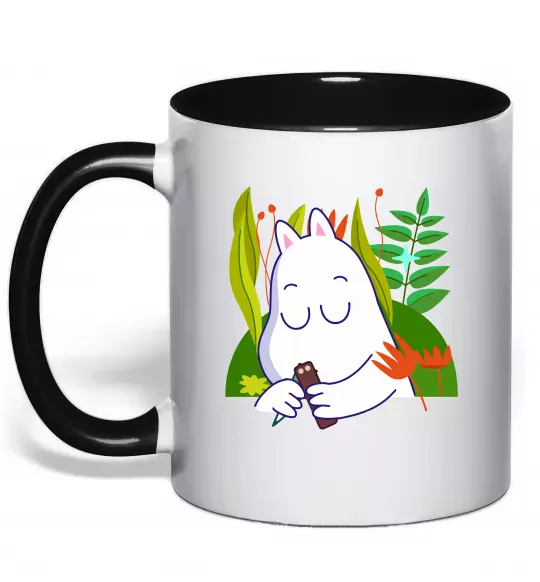 Чашка з кольоровою ручкою Мумі-троль Чорний фото