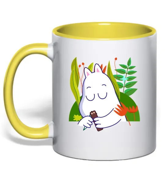 Чашка с цветной ручкой Мумі-троль Лимонный фото