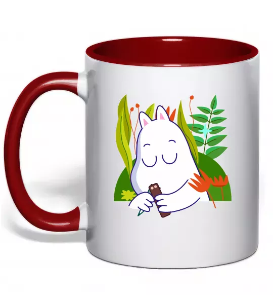 Чашка з кольоровою ручкою Мумі-троль Червоний фото