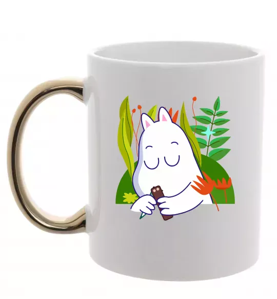 Чашка з кольоровою ручкою Мумі-троль Золото фото