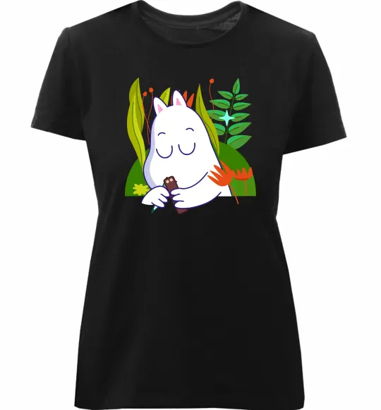 Женская премиум футболка Мумі-троль Черный фото