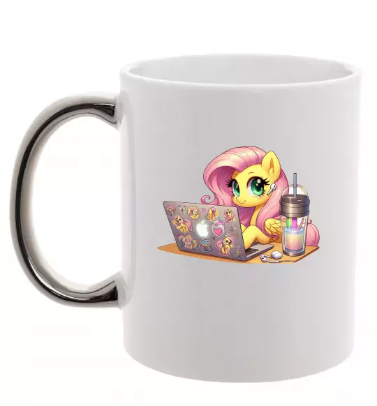 Чашка с цветной ручкой Поні Флаттершай Серебро фото