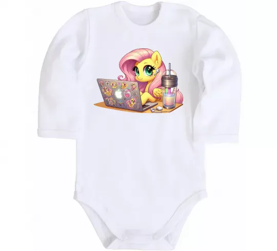 Детский боди Поні Флаттершай Белый фото