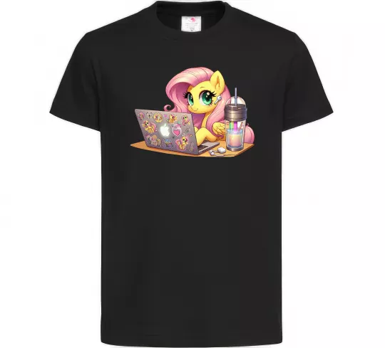 Детская футболка Поні Флаттершай Черный фото