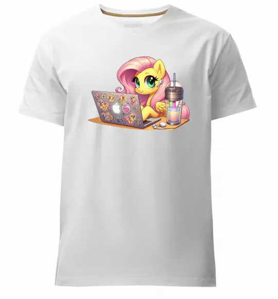 Мужская премиум футболка Поні Флаттершай Белый фото