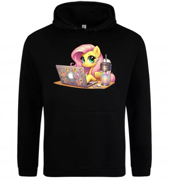 Мужская толстовка (худи) Поні Флаттершай Черный фото