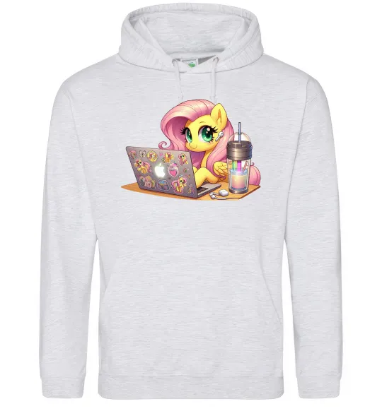 Женская толстовка (худи) Поні Флаттершай Серый меланж фото