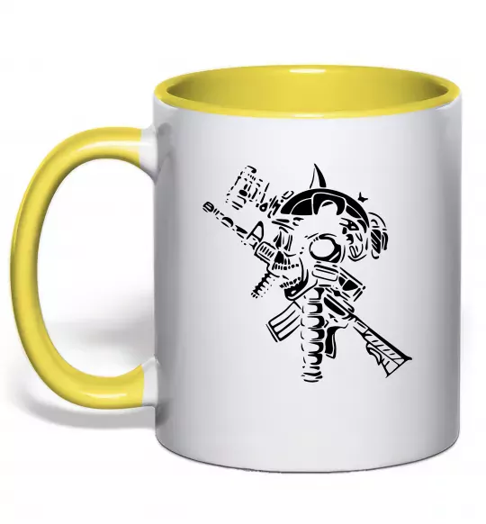 Чашка с цветной ручкой Military Солнечно желтый фото