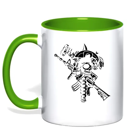 Чашка с цветной ручкой Military Лаймовый фото