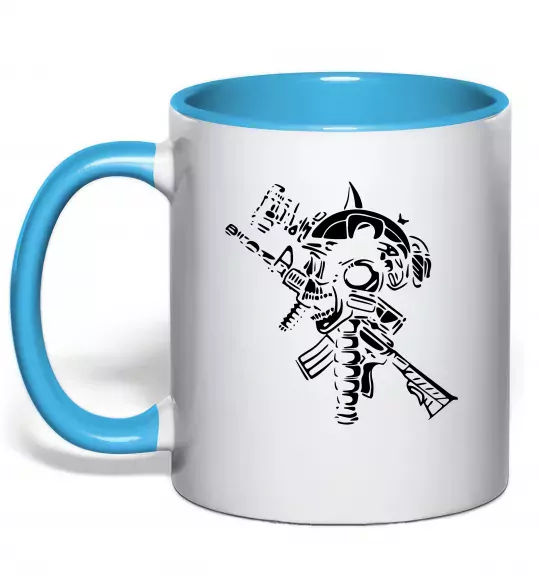 Чашка с цветной ручкой Military Голубой фото