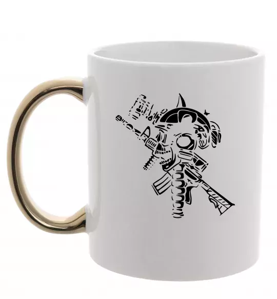 Чашка с цветной ручкой Military Золото фото