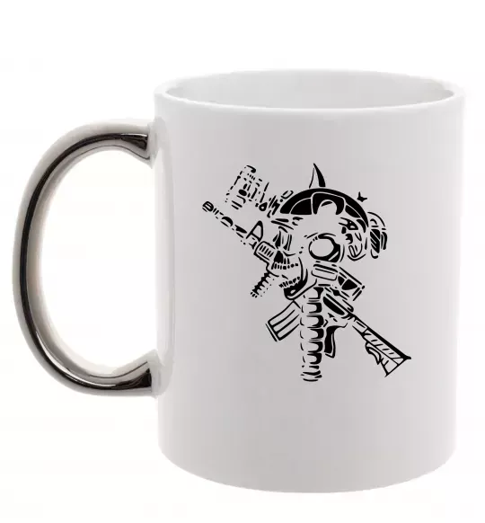 Чашка с цветной ручкой Military Серебро фото