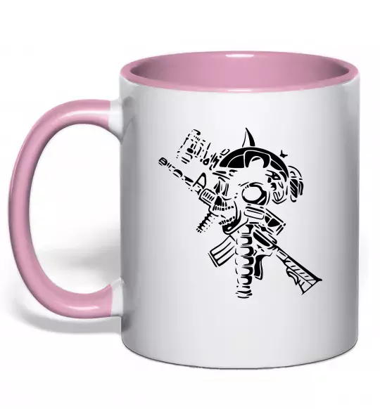 Чашка с цветной ручкой Military Нежно розовый фото