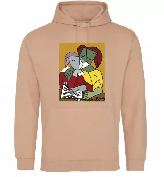 Мужская толстовка (худи) Two Girls Reading Books Песочный фото