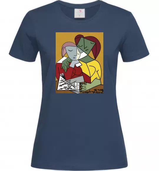 Жіноча футболка Two Girls Reading Books Темно-синій фото