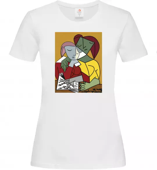 Жіноча футболка Two Girls Reading Books Білий фото