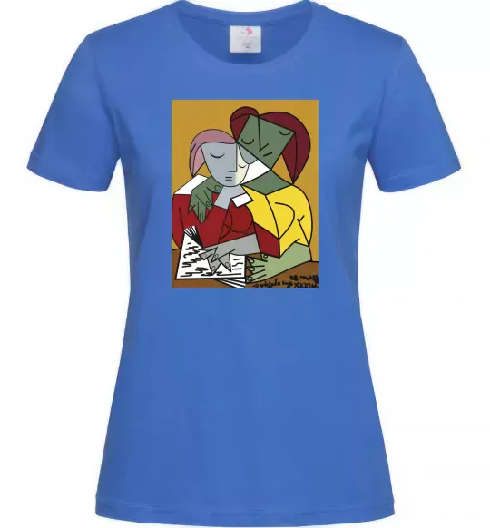 Жіноча футболка Two Girls Reading Books Яскраво-синій фото