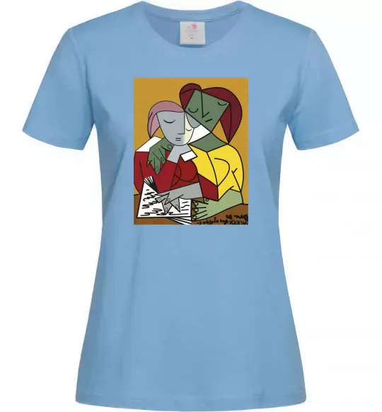 Жіноча футболка Two Girls Reading Books Блакитний фото