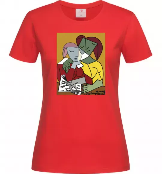 Жіноча футболка Two Girls Reading Books Червоний фото