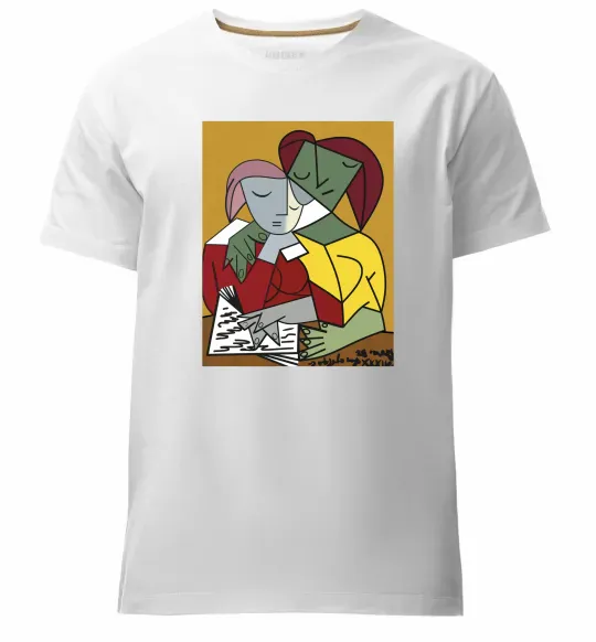 Мужская премиум футболка Two Girls Reading Books Белый фото