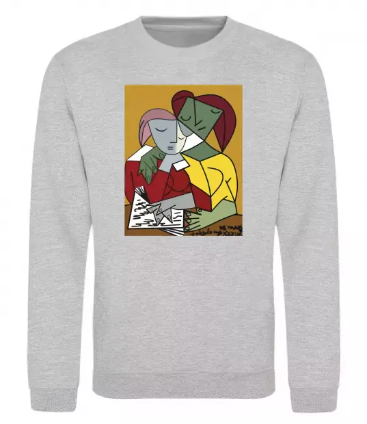 Світшот Two Girls Reading Books Сірий меланж фото