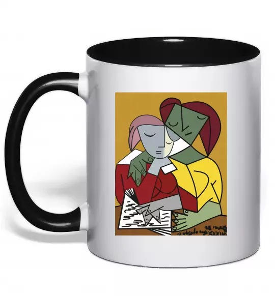 Чашка з кольоровою ручкою Two Girls Reading Books Чорний фото