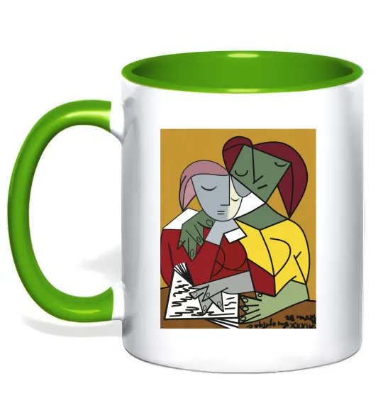 Чашка с цветной ручкой Two Girls Reading Books Лаймовый фото