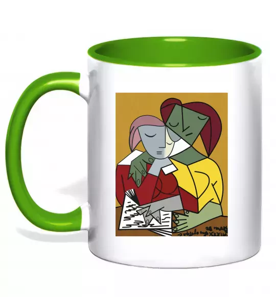 Чашка з кольоровою ручкою Two Girls Reading Books Зелений фото