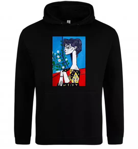 Чоловіча толстовка (худі) Жаклін із квітами Чорний фото