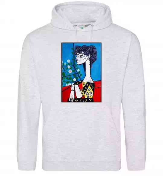 Жіноча толстовка (худі) Жаклін із квітами Сірий меланж фото